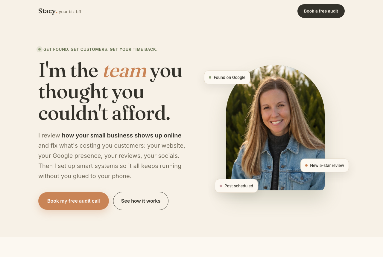 Stacy Your Biz BFF website