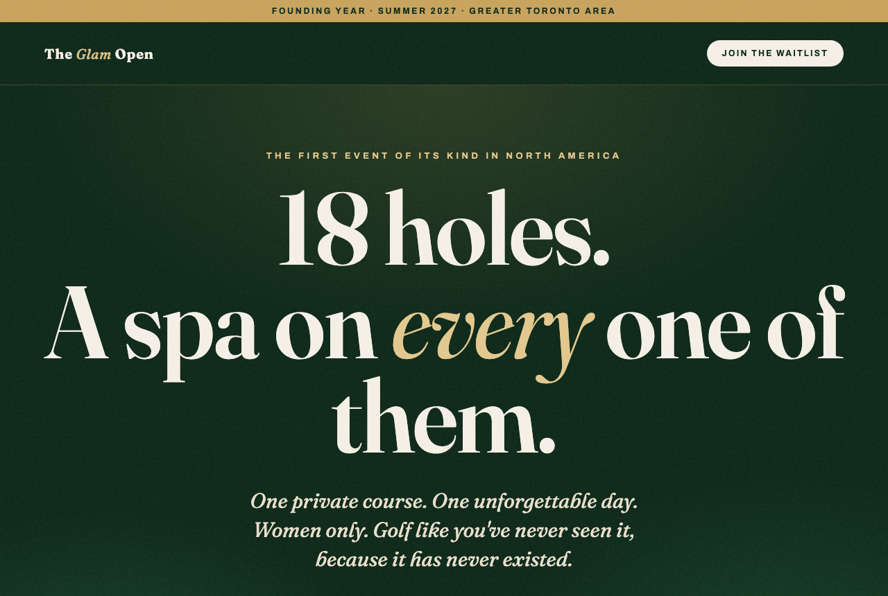 The Glam Open website, built by Stacy Your Biz BFF